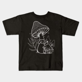 Mushroom Sprouts In Nature Line Art Design Kids T-Shirt